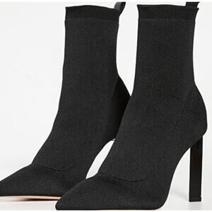 Schutz Ammie Knit Stiletto Ankle Boots Black Size 10 Pointed Toe